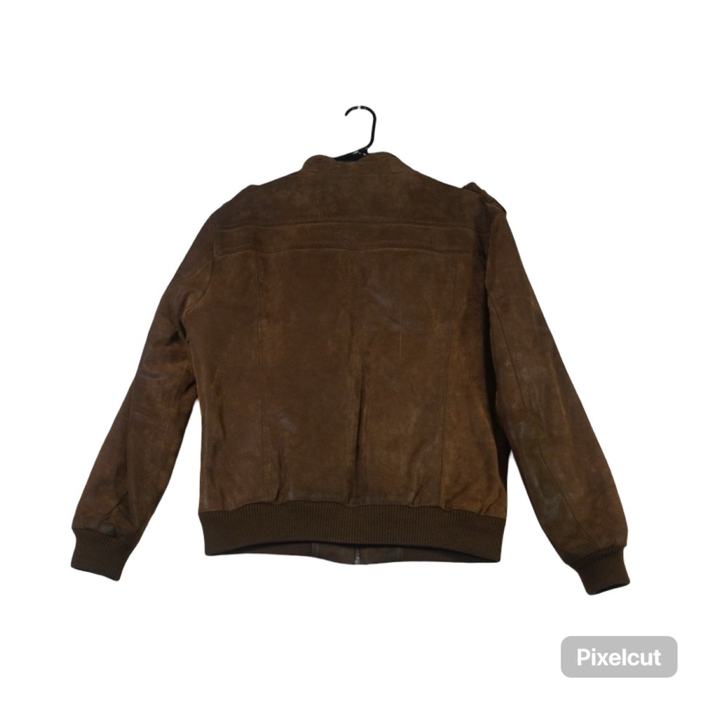 Flavor Leather Motorcycle Jacket Men Small Brown Lined Multipocket Biker Winter - Picture 9 of 11
